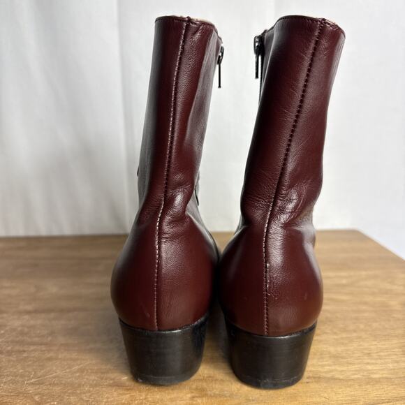 Besserro Ankle Dress Boots Men's 7.5 Goat Leather Dark Red Wine Burgundy Heeled - Picture 4 of 14